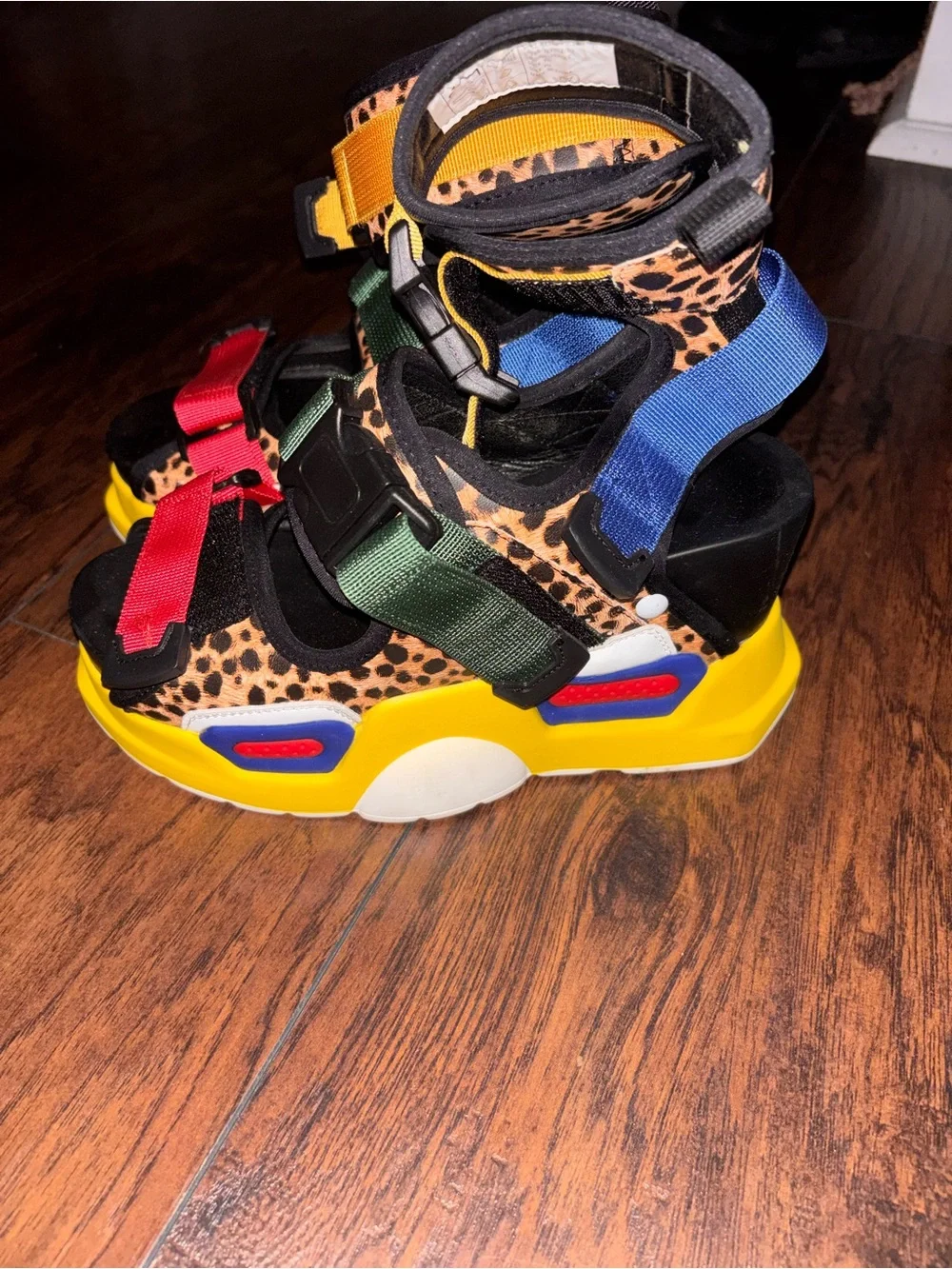 Kids Multicolor Leopard Print Platform Sandals
